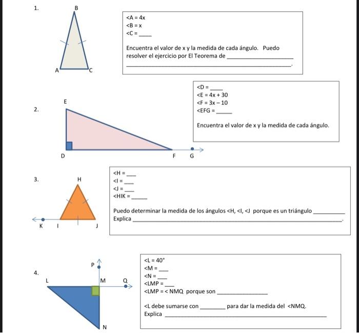 Solved 1. B X Encuentra el valor de xy la medida de cada | Chegg.com