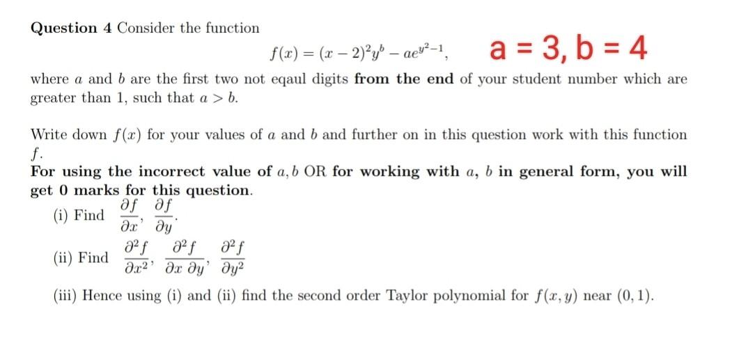 Solved Question 4 Consider the function | Chegg.com
