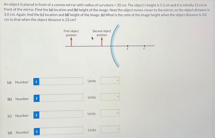 Solved An object is placed in front of a convex mirror with | Chegg.com