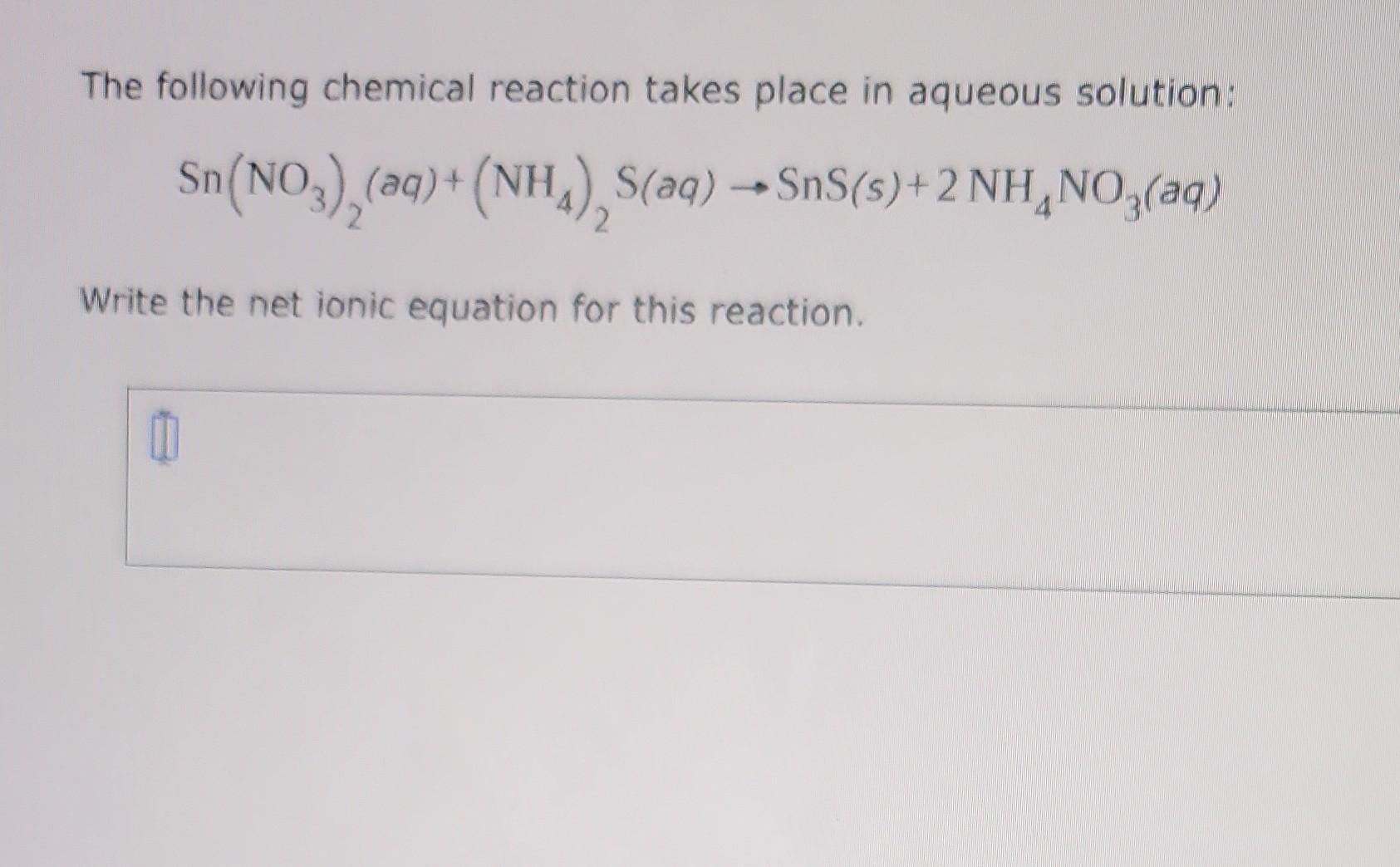 Solved The Following Chemical Reaction Takes Place In | Chegg.com