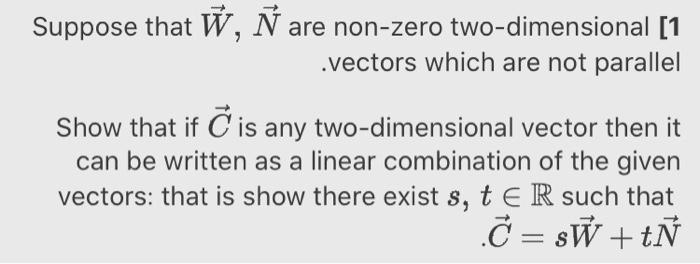 Solved Suppose That W N Are Non Zero Two Dimensional 1 Chegg Com