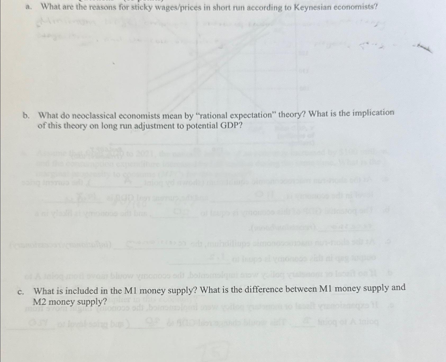 Solved a. ﻿What are the reasons for sticky wages/prices in | Chegg.com
