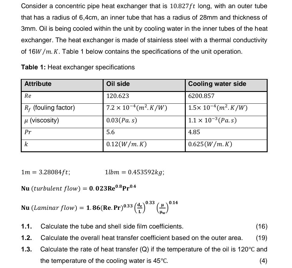 Solved Consider a concentric pipe heat exchanger that is | Chegg.com