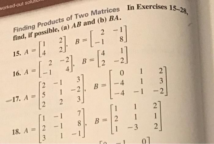 Solved worked-out sol Finding Products of Two Matrices In | Chegg.com