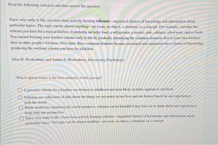 Read the following selection and then answer the | Chegg.com