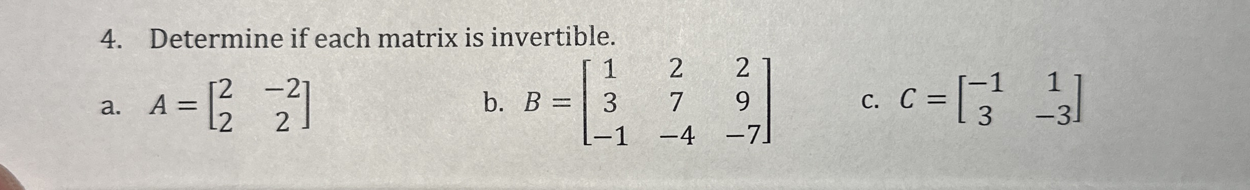 Solved Determine if each matrix is | Chegg.com