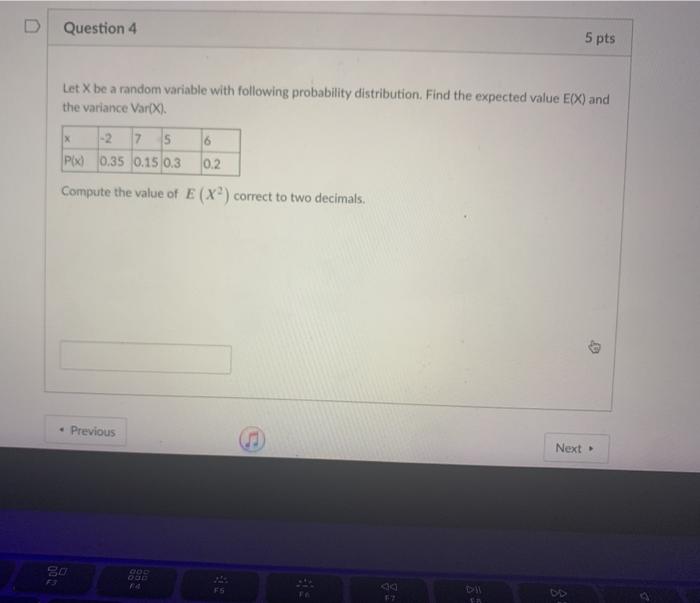 Solved Question 4 5 pts Let X be a random variable with | Chegg.com