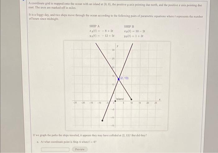 Solved A coordinate grid is mapped onto the ocean with an | Chegg.com