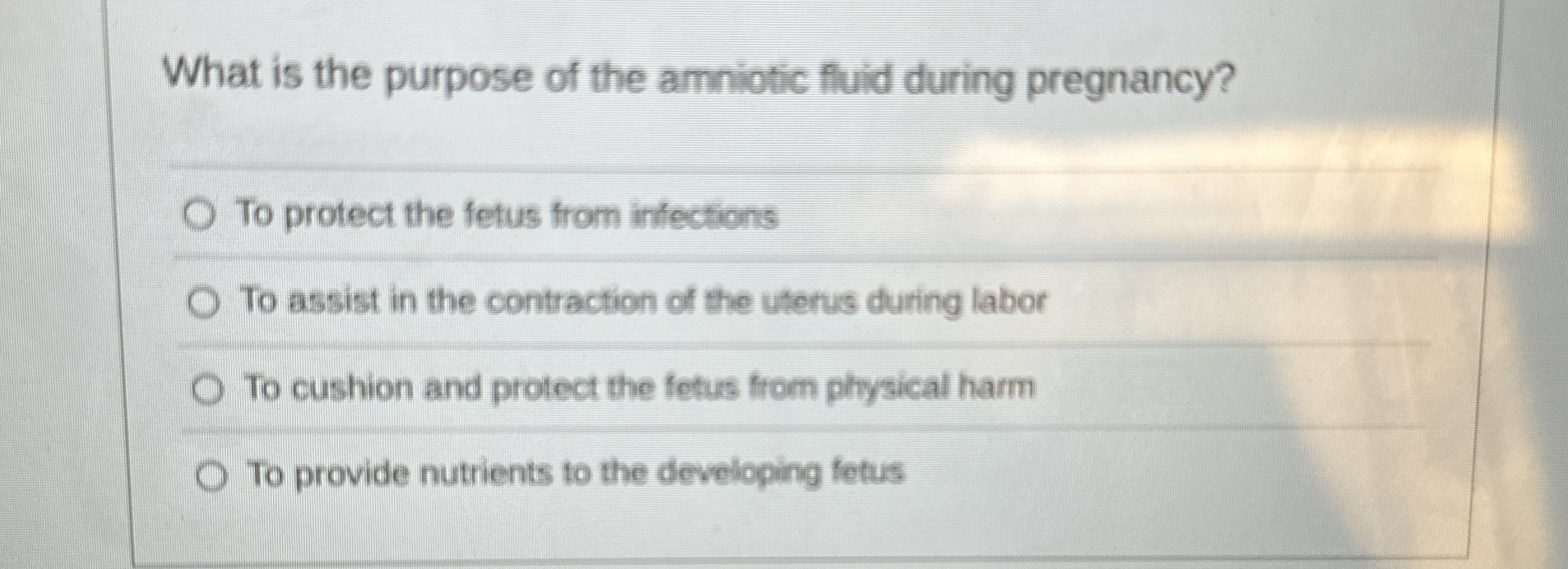 Solved What is the purpose of the amniotic fluid during | Chegg.com