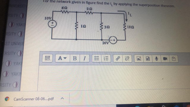 Solved For the network given in figure find the by applying | Chegg.com