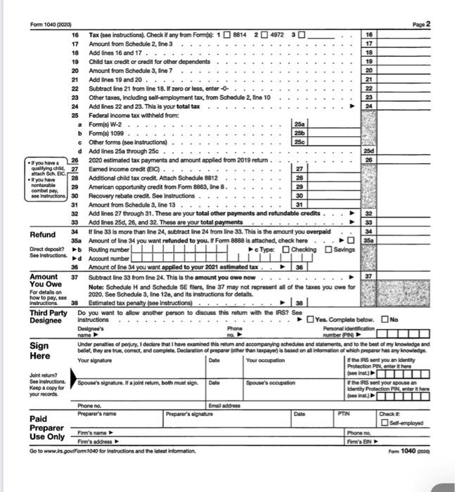 General Information: Taxpayer: Use any Fictitious | Chegg.com