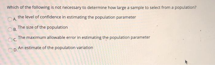 Solved Which of the following is not necessary to determine | Chegg.com