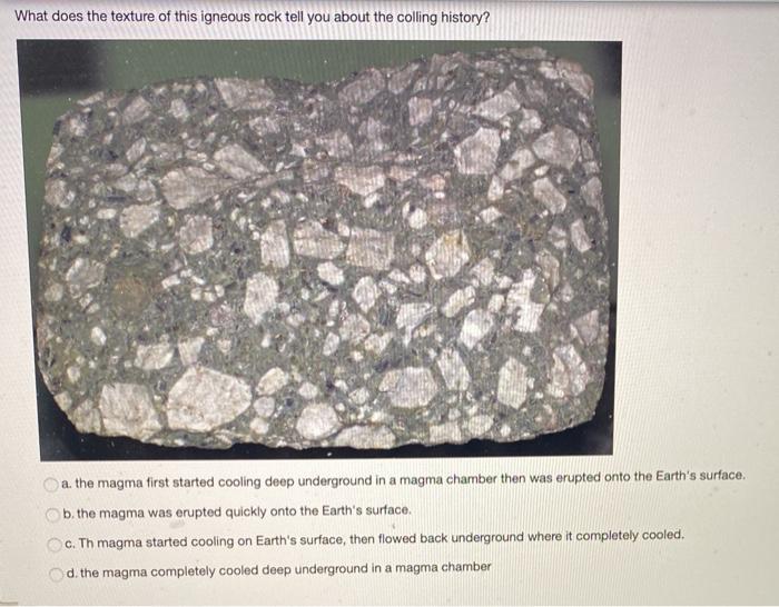 Solved What does the texture of this igneous rock tell you