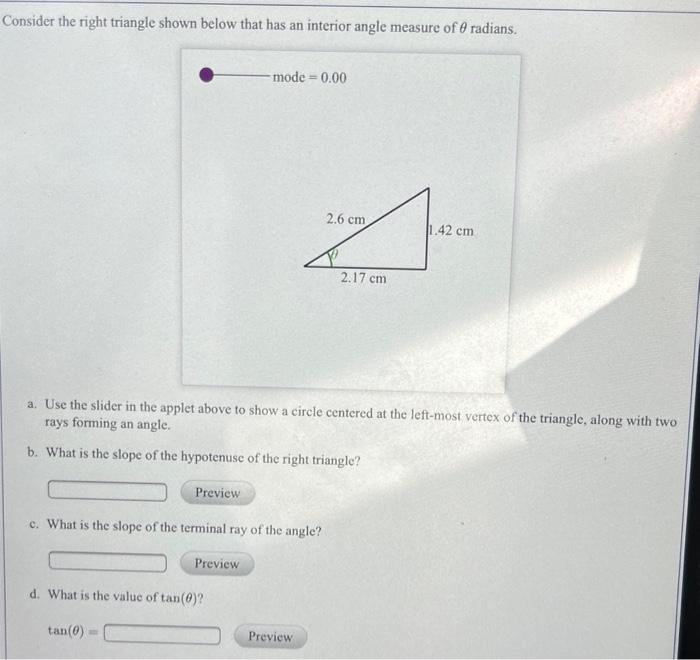 Solved Consider the right triangle shown below that has an | Chegg.com