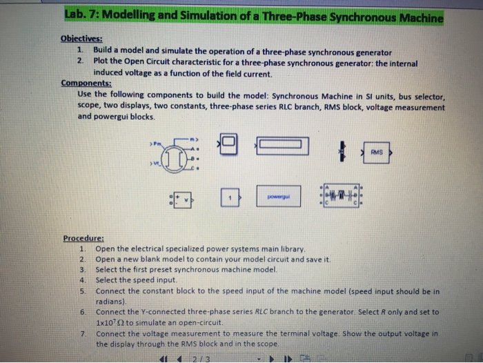 Lab. 7: Modelling and Simulation of a Three-Phase | Chegg.com