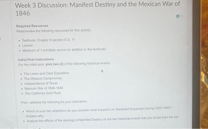 Manifest Destiny and the Mexican-American War Lesson – History