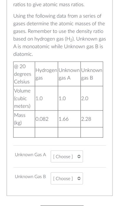 Solved Ratios To Give Atomic Mass Ratios Using The Chegg Com   Image