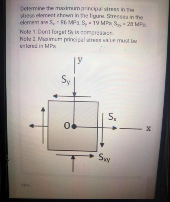 Solved Determine the maximum principal stress in the stress | Chegg.com