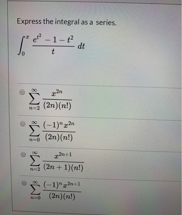 Solved Express The Integral As A Series U 2 2n N Chegg Com