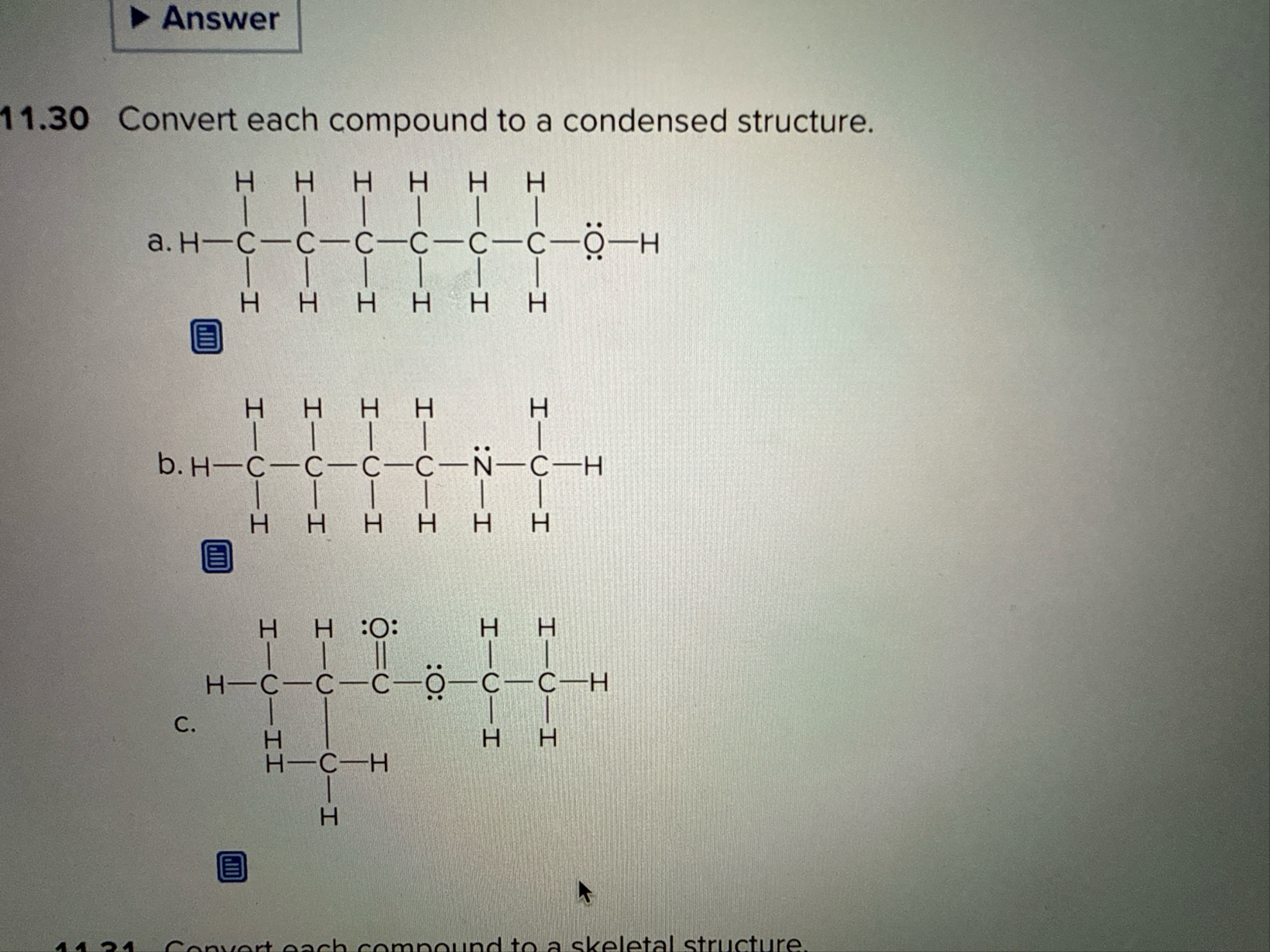 Solved 11.30 ﻿Convert each compound to a condensed | Chegg.com