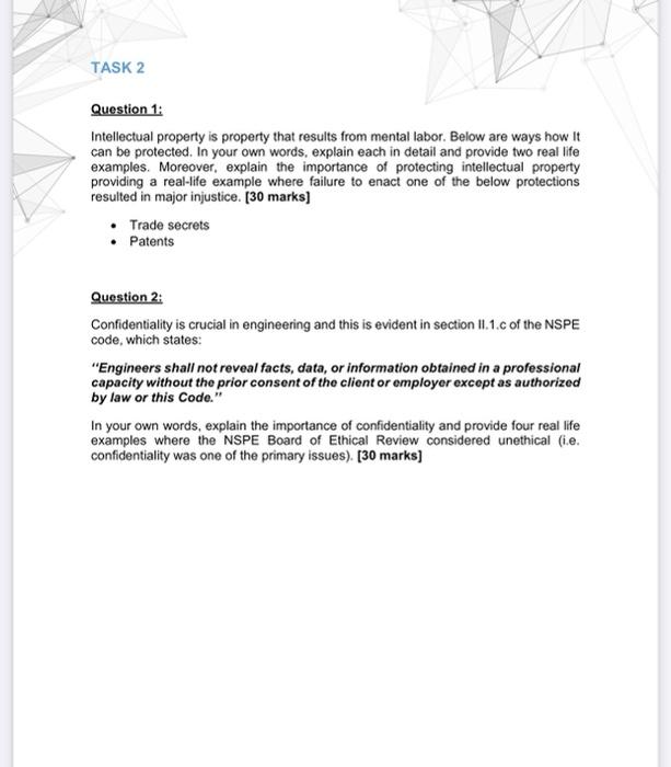 Solved TASK 2 Question 1: Intellectual Property Is Property | Chegg.com