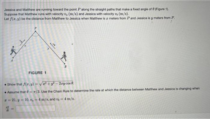 Solved Jessica and Matthew are running toward the point P | Chegg.com