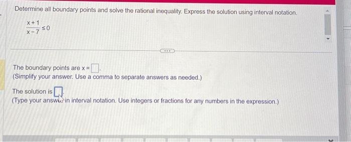 Solved Determine all boundary points and solve the rational | Chegg.com