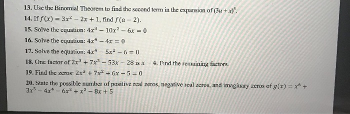 Solved 13. Use the Binomial Theorem to find the second term | Chegg.com