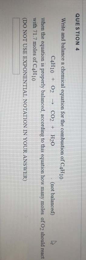 Solved QUESTION 4 Write and balance a chemical equation for | Chegg.com