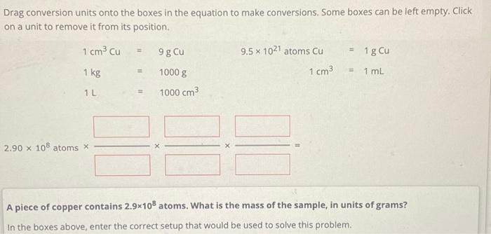 Solved Drag conversion units onto the boxes in the equation | Chegg.com