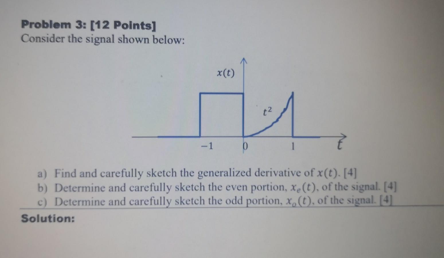 Solved Problem 3: [12 Points] Consider the signal shown | Chegg.com