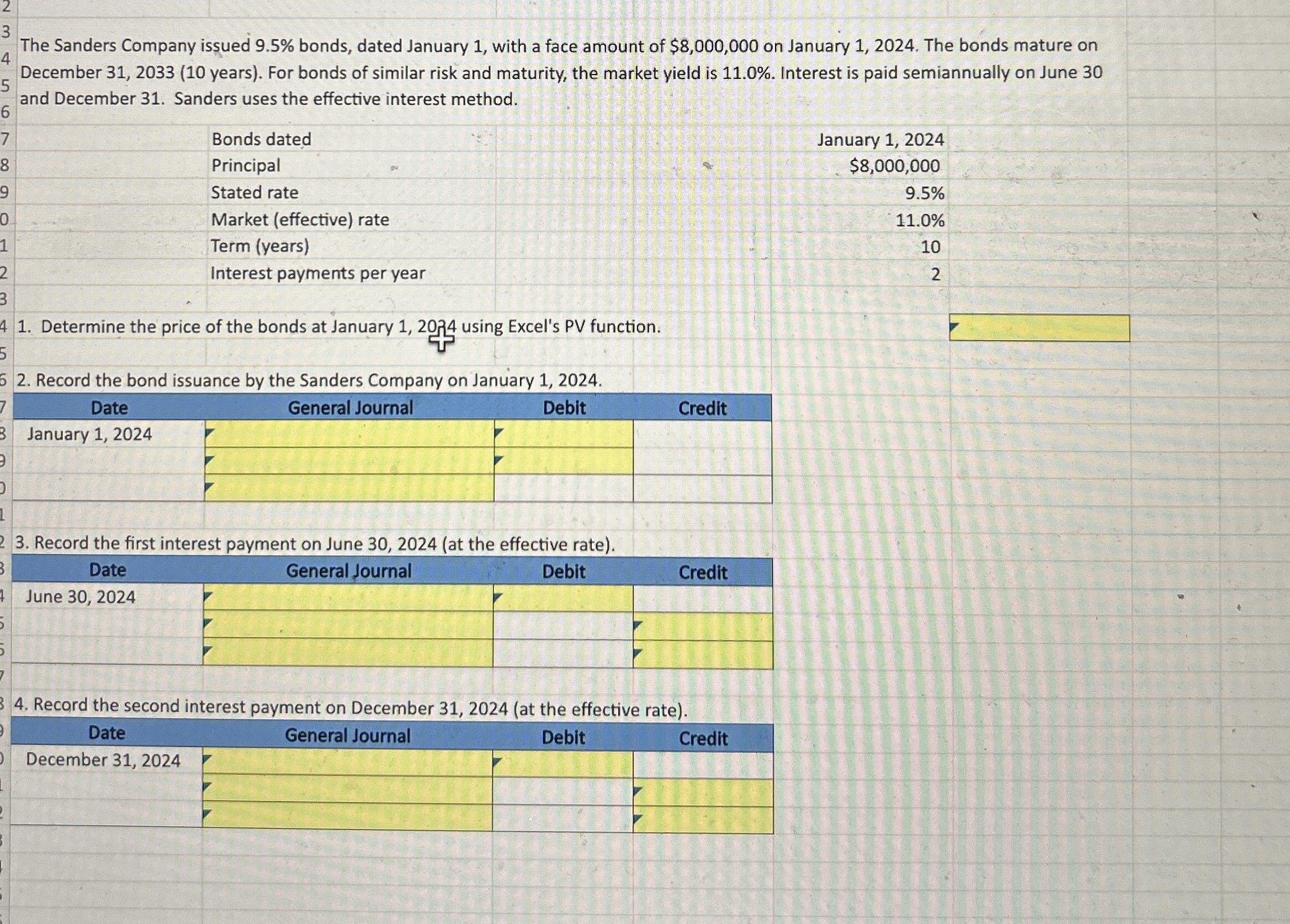 Solved by an EXPERT The Sanders Company issued 9.5% ﻿bonds, dated ...