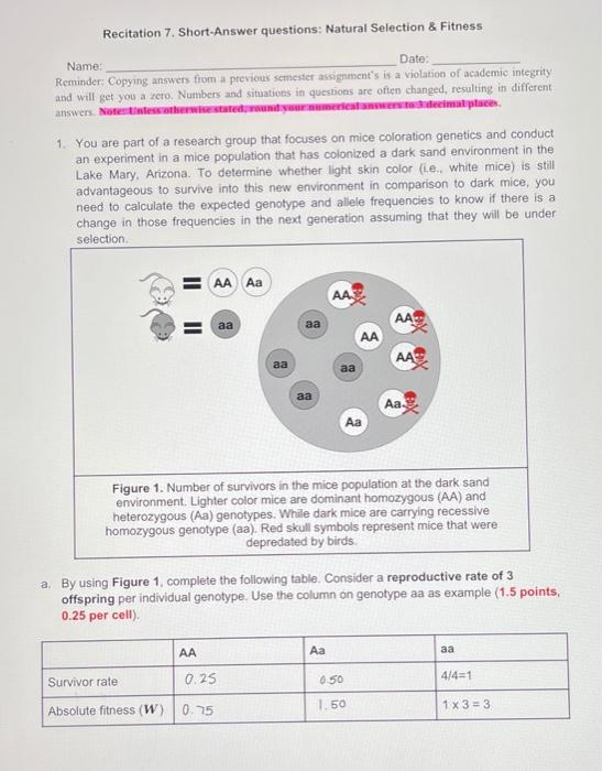 Solved Recitation 7. Short-Answer Questions: Natural | Chegg.com