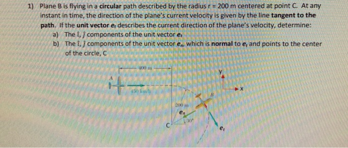 Solved 1) Plane B is flying in a circular path described by | Chegg.com
