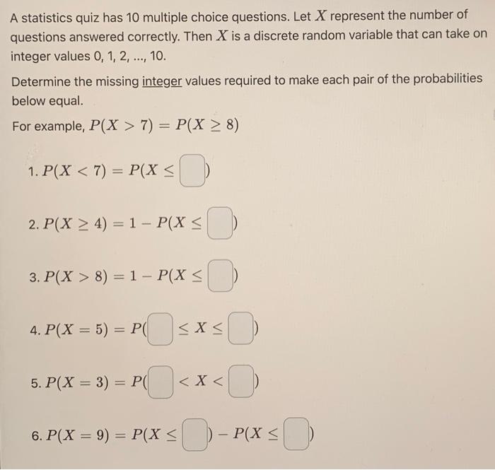 Solved A Statistics Quiz Has 10 Multiple Choice Questions. | Chegg.com