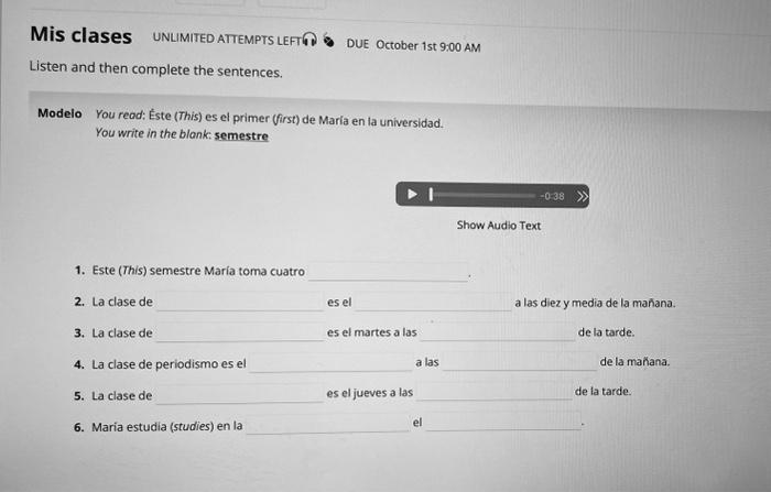 Modelo You read; Éste (This) es el primer (first) de | Chegg.com