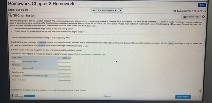 Solved Homework: Chapter 8 Homework Save Score: 0.33 Of 2 | Chegg.com