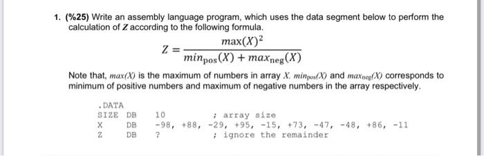 Solved 1. (%25) Write an assembly language program, which | Chegg.com