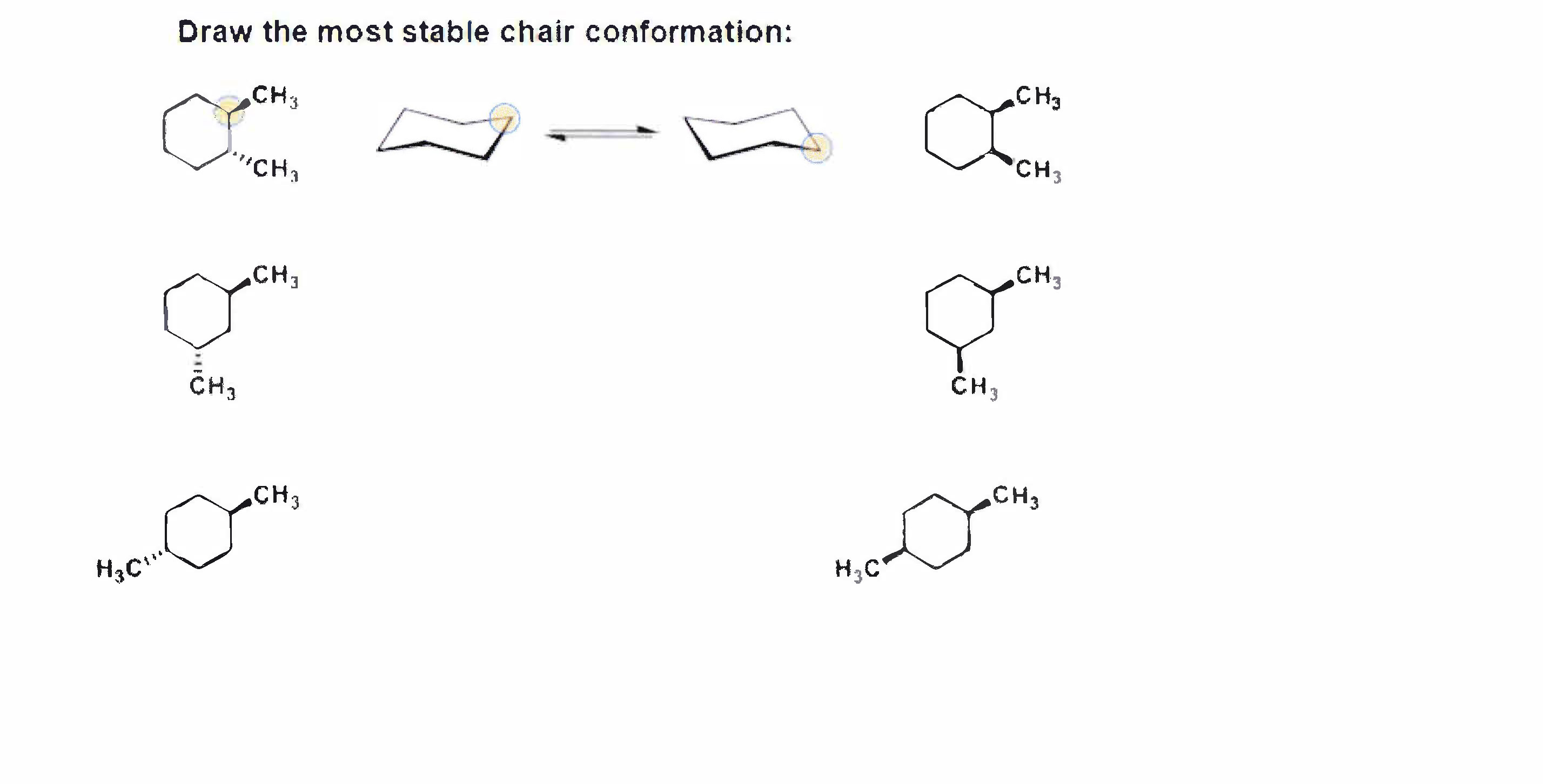 Draw the most stable chair conformation