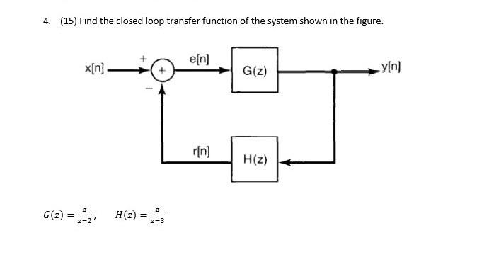 Solved 4. (15) Find the closed loop transfer function of the | Chegg.com