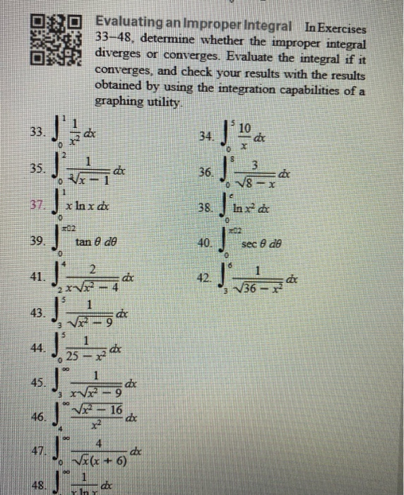 Solved Evaluating an Improper Integral InExercises 33-48, | Chegg.com