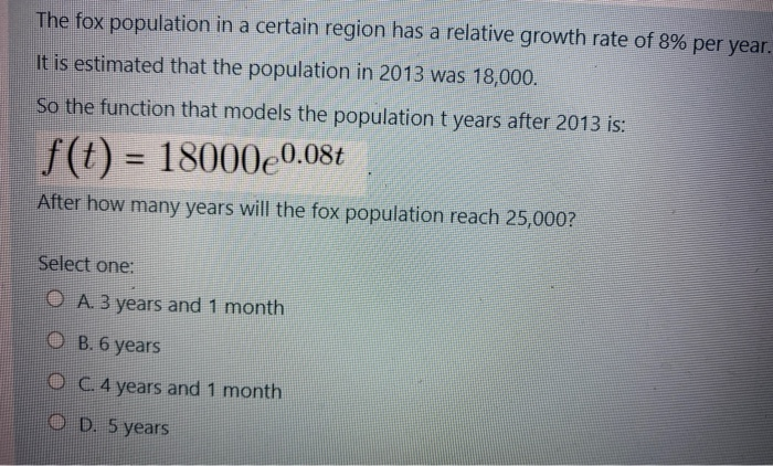 Solved The fox population in a certain region has a relative | Chegg.com