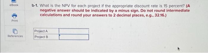 Solved EBook B-1. What Is The NPV For Each Project If The | Chegg.com