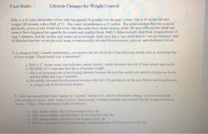 chapter 9 case study lifestyle changes for weight loss