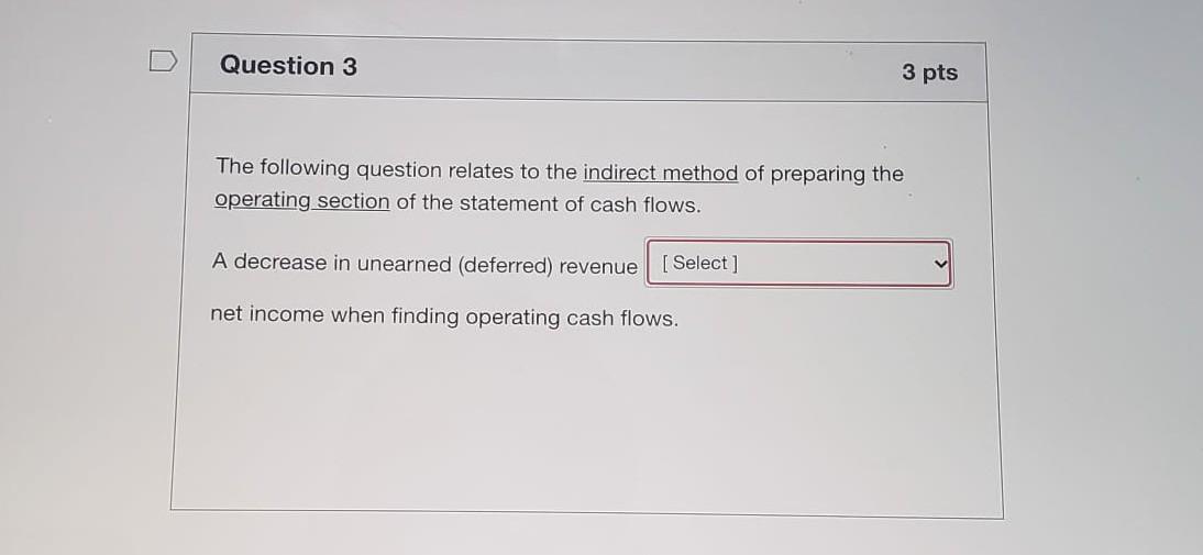 Solved Question 3 3 pts The following question relates to | Chegg.com
