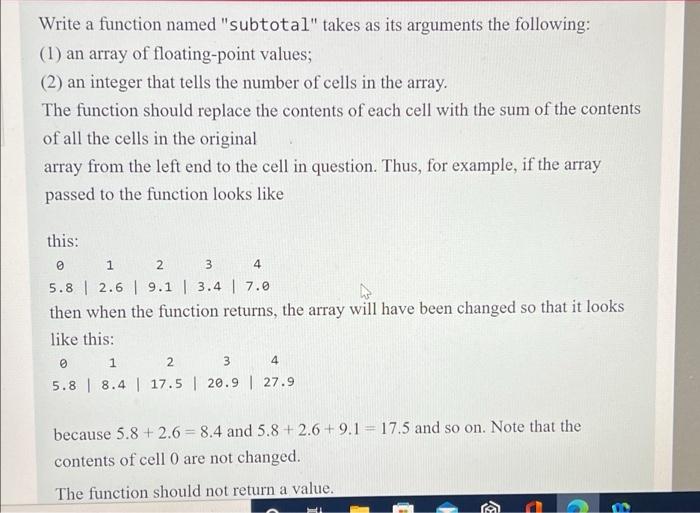 Solved Write a function named "subtotal" takes as its | Chegg.com