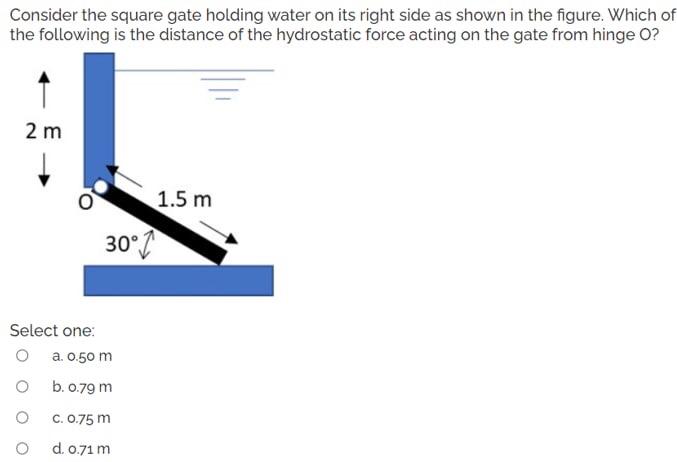 Solved Consider the square gate holding water on its right | Chegg.com