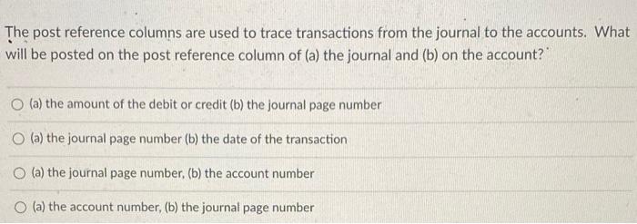 Solved The post reference columns are used to trace | Chegg.com