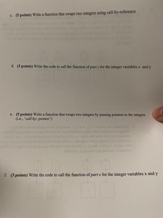 Solved c. (5 points) Write a function that swaps two | Chegg.com