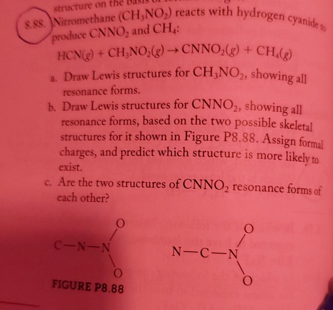 Solved structure on produce CNNO, and CH : 8.88. | Chegg.com